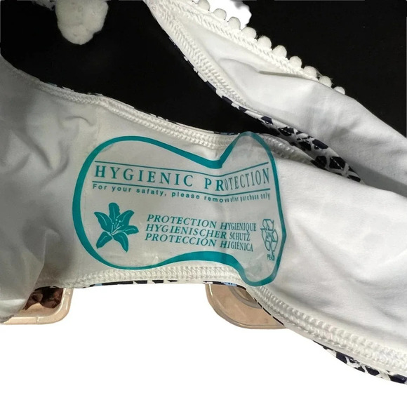 Poupette St. Barth Lucy Pom Trim Dotted Bikini‎ Bottom Navy Blue Size XS - Picture 9 of 11